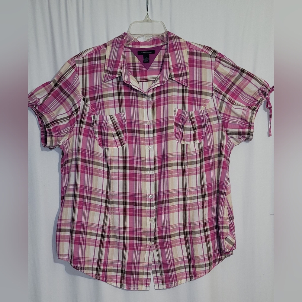 Vintage Tommy  Pink Plaid Button-Up Shirt